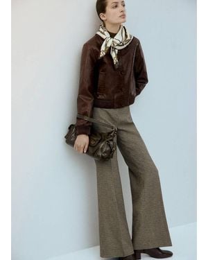 Mango Croc-Effect Bomber Jacket - Brown