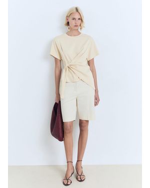 Mango Maglietta Cotone Nodo Vaniglia - Bianco