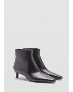 Mango Leather Boots With Kitten Heels - White
