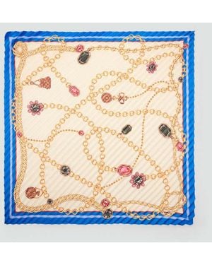 Mango Printed Pleated Scarf - Blue