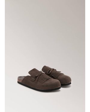 Mango Leather Clog Shoes - Gray