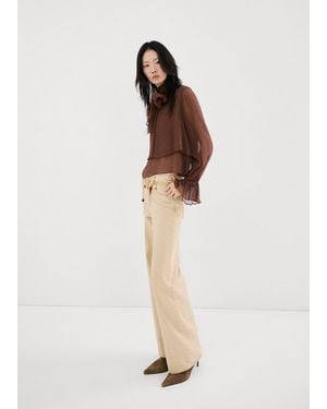Mango Danila High-Waisted Wide Leg Jeans - Natural