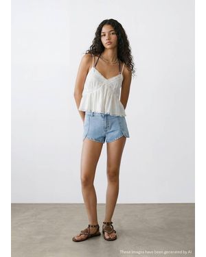 MANGO TEEN Fringe Detail Top - White