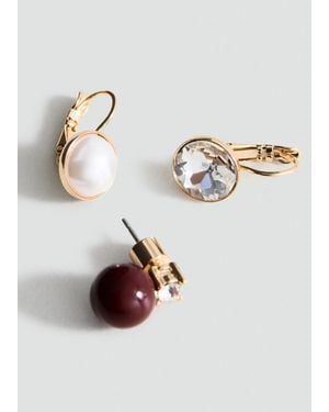Mango Set Boucles D'Oreilles Combinées Or - Blanc