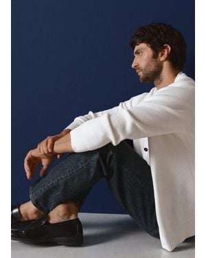 Mango Mocassini Pelle Fascetta Nero - Blu