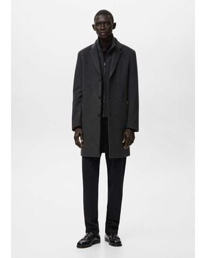 Mango Wool Coat With Detachable Inner Collar - Blue