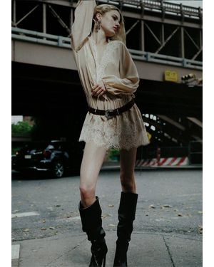 Mango Robe Courte Dentelle - Neutre