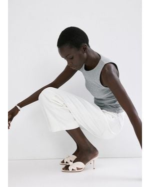 Mango Leather Sandals With Flower Heel - Multicolour