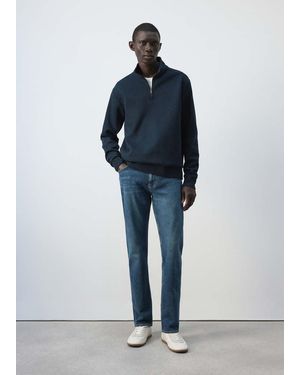 Mango Sweatshirt Aus Baumwollmischung Mit Reißverschluss - Blau
