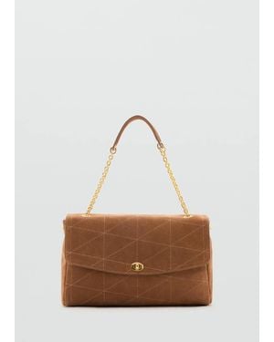 Mango Borsa Tracolla Pelle Catena Marrone Medio