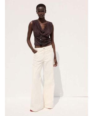 Mango Mid-Rise Flared Jeans - Natural