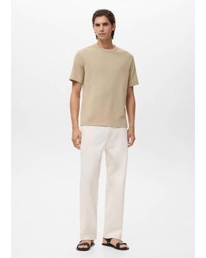 Mango Fine-Knit T-Shirt - White