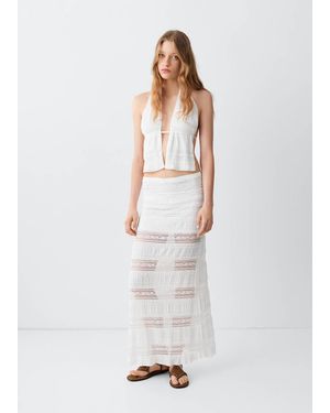 MANGO TEEN Long Lace Skirt - White