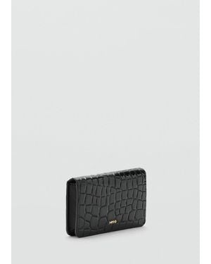 Mango Small Croc Wallet - Gray