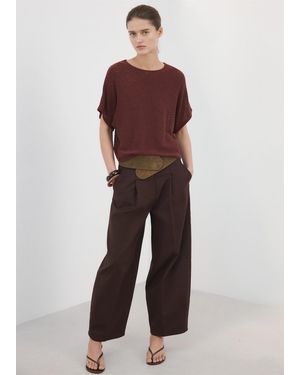 Mango Short-Sleeved Knitted Jumper - Orange