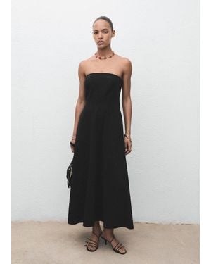 Mango Long Strapless Dress - White