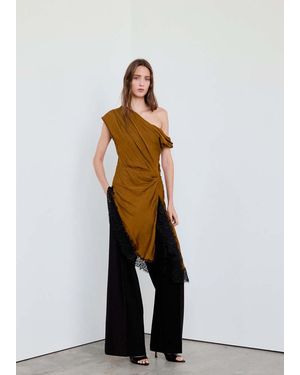 Mango Asymmetrical Lace Blouse - Yellow