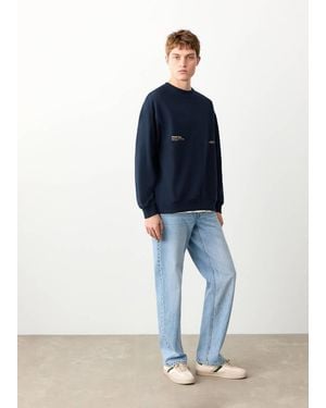 MANGO TEEN Printed Cotton Sweatshirt - Blue