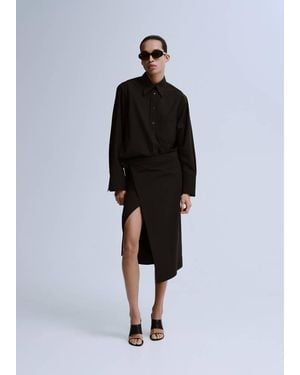 Mango Straight-Cut Shirt With Pocket - Black