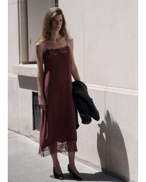 Mango Lace Camisole Dress - Red