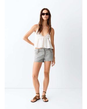 MANGO TEEN Low-Waist Mini Shorts - White