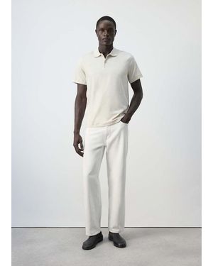 Mango Polo Cotone Regular-Fit Grigio Chiaro/Pastello - Bianco