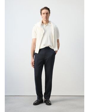 Mango Slim-Fit Lyocell Linen Trousers - White