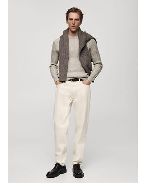 Mango Braided Knitted Sweater - Natural
