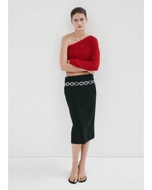 Mango Asymmetrischer Strickpullover - Rot
