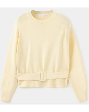 Mango Belted Knit Jumper - Natural