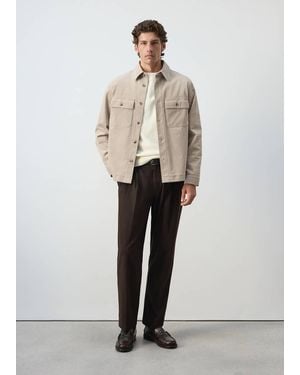 Mango Corduroy Overshirt With Pockets - White