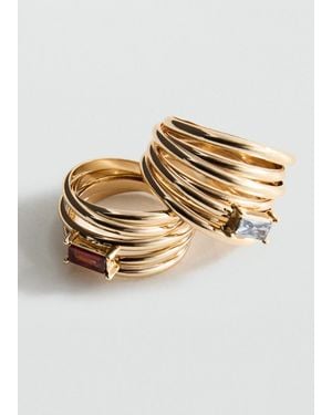 Mango Lot 2 Bagues Combinées Or - Métallisé