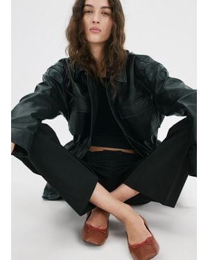 Mango Cut-Out Bow Ballerinas - Black