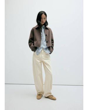 Mango Wool-Blend Lapel Jacket - White