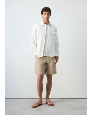 Mango Cotton-Lyocell Blend Bermuda Shorts - White