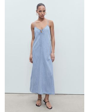 Mango Vestito Denim Spallini Blu Medio
