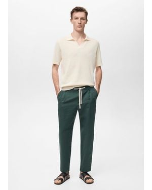 Mango Slim-Fit Pants With Drawstring - White