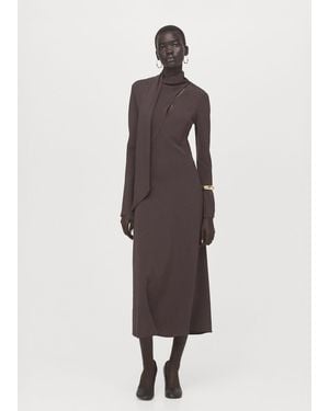 Mango A-Line Foulard Dress - Brown