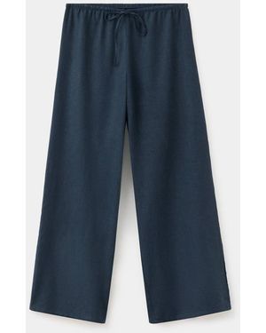 MANGO TEEN Straight Linen-Blend Trousers - Blue