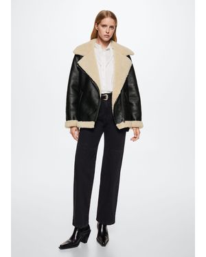 Mango Faux Shearling-lined Jacket - Black