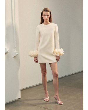 Mango Open-Back Dress With Flower Cuffs - Natural
