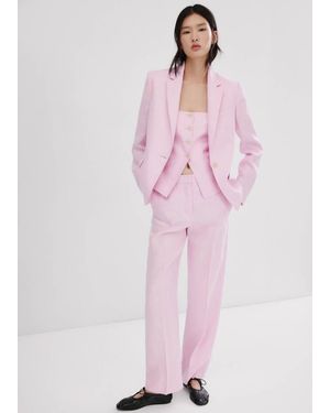 Mango Linen Suit Jacket - Pink