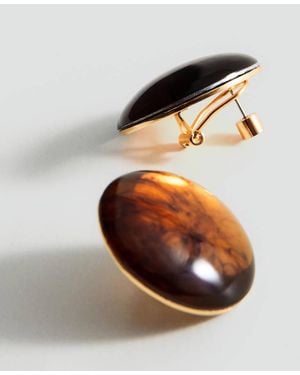 Mango Round Resin Earrings - Brown