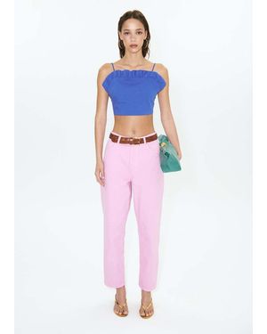 Mango Open Back Crop Top - Blue