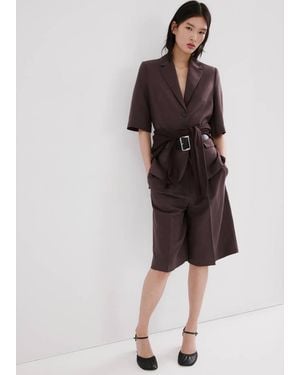 Mango Blazer Completo Lino Cintura Viola
