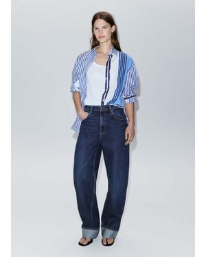 Mango Camicia 100% Cotone Righe Blu