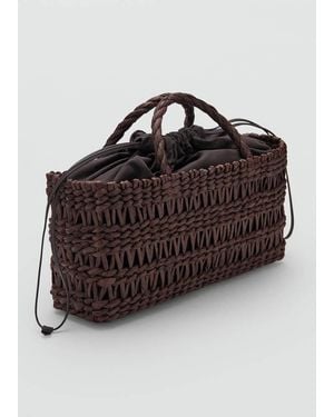 Mango Medium Natural Fibre Tote Bag - Brown