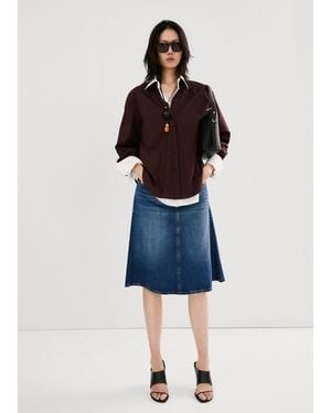Mango Midi Denim Skirt - Blue