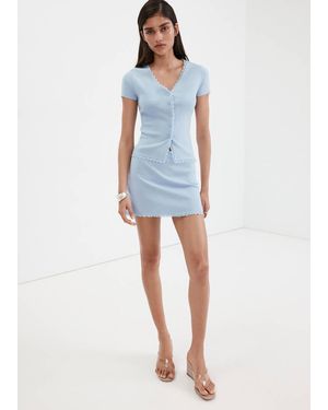 Mango Short Pleated Skirt - Blue