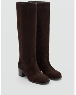 Mango Heel Suede Boots - Black